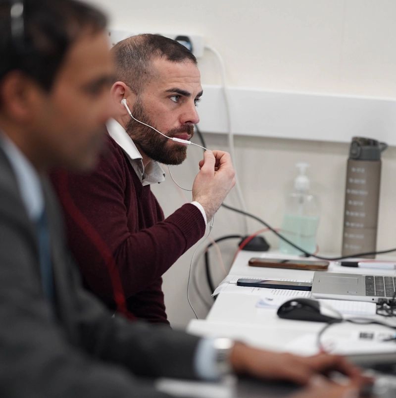 SPR consultant on a call in the office
